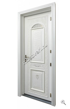 Белая входная дверь в дом узорчатая БДД-027 - купить от производителя Мосдвери Белая входная дверь в дом узорчатая БДД-027